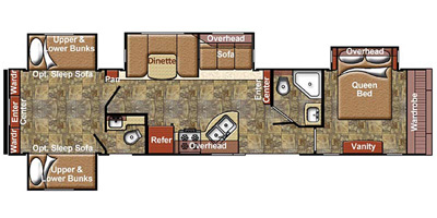 2016 GULFSTREAM KINGSPORT 409RBB (bunks) Floorplan