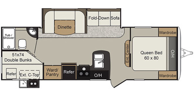 2017 KEYSTONE RV PASSPORT 2670BH (bunks) Floorplan