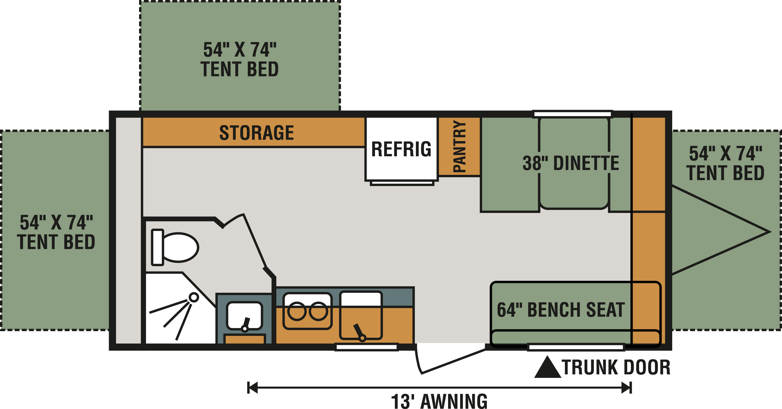 2018 K-Z INC. SPORTSMEN CLASSIC 180RBT (bunks) Floorplan