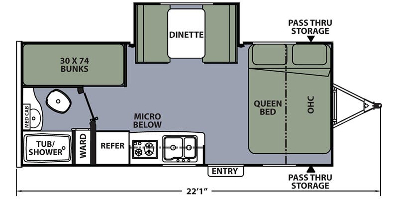 2018 COACHMEN APEX NANO 193BHS (bunks) Floorplan