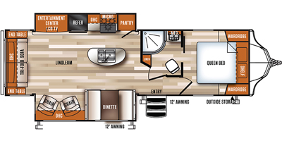 2018 FOREST RIVER VIBE 288RLS (couples) Floorplan