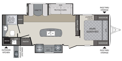 2018 KEYSTONE PREMIER 26RBPR (couples) Floorplan
