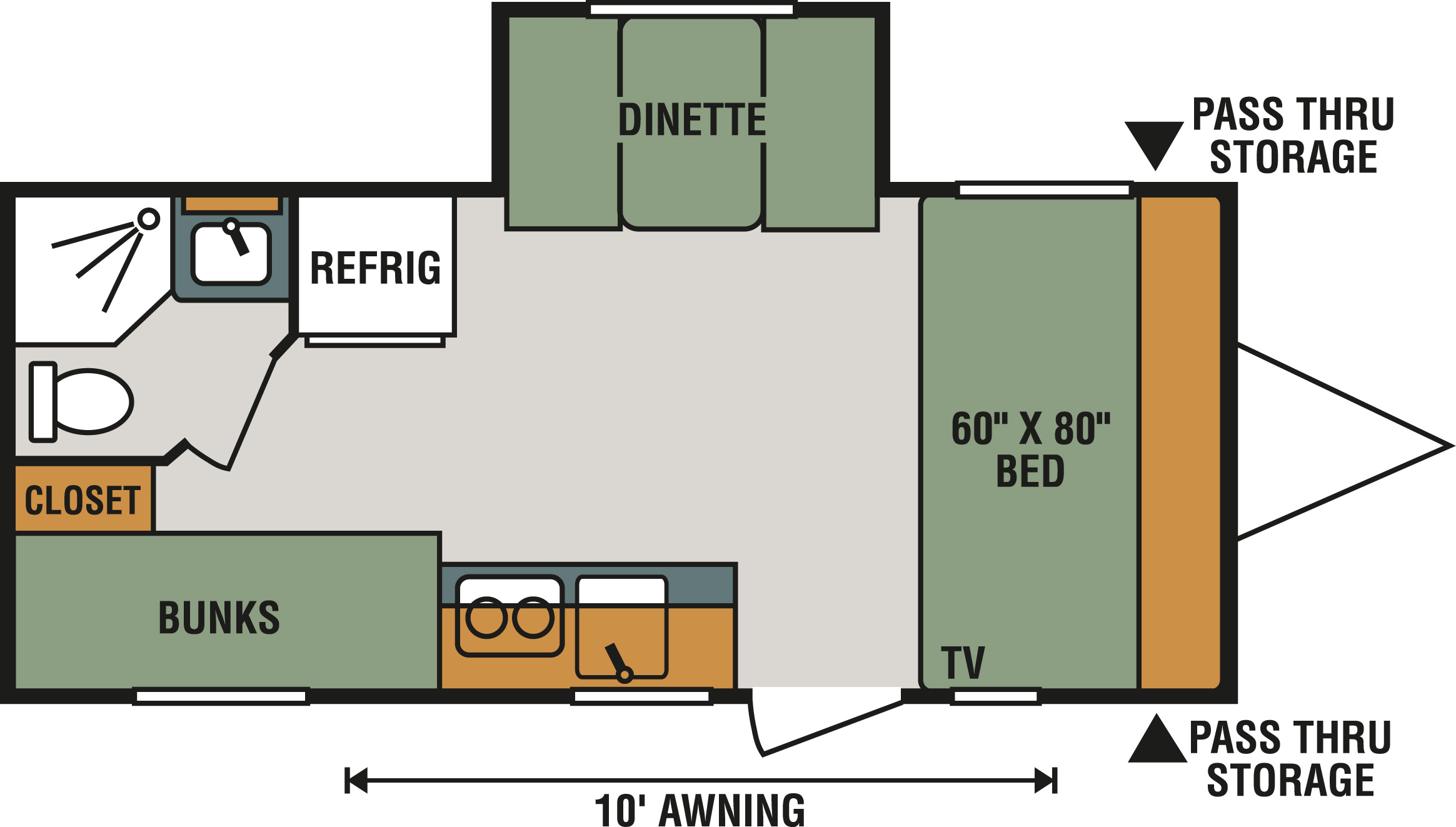 2018 K-Z INC. ESCAPE E191BH (bunks) Floorplan