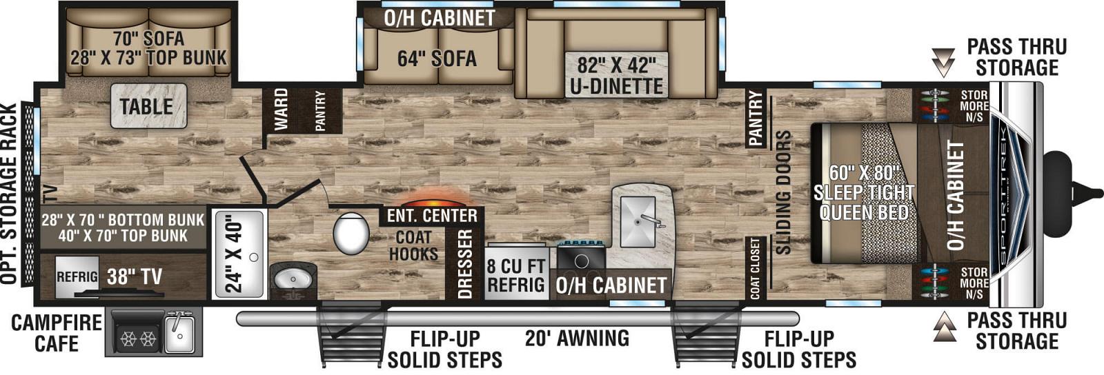 2020 VENTURE SPORTTREK 332VBH (bunks) Floorplan