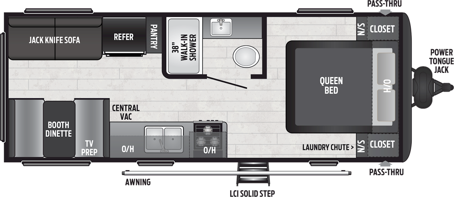2020 KEYSTONE HIDEOUT 202LHS (couples) Floorplan