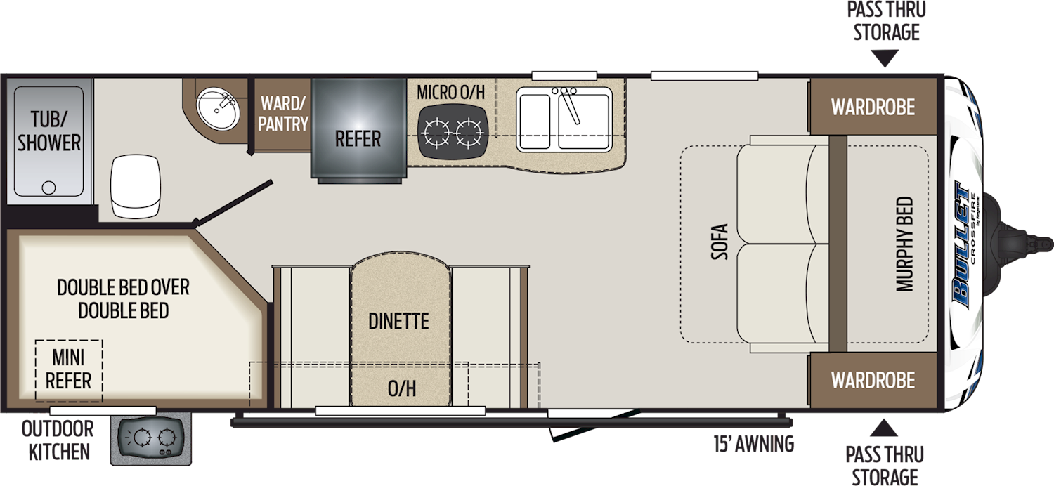 2020 KEYSTONE BULLET CROSSFIRE 2200BH (bunks) Floorplan