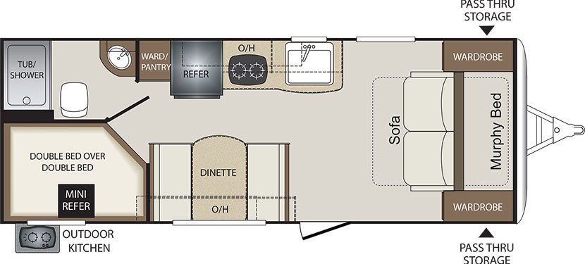 2018 KEYSTONE BULLET CROSSFIRE 2200BH (bunks) Floorplan
