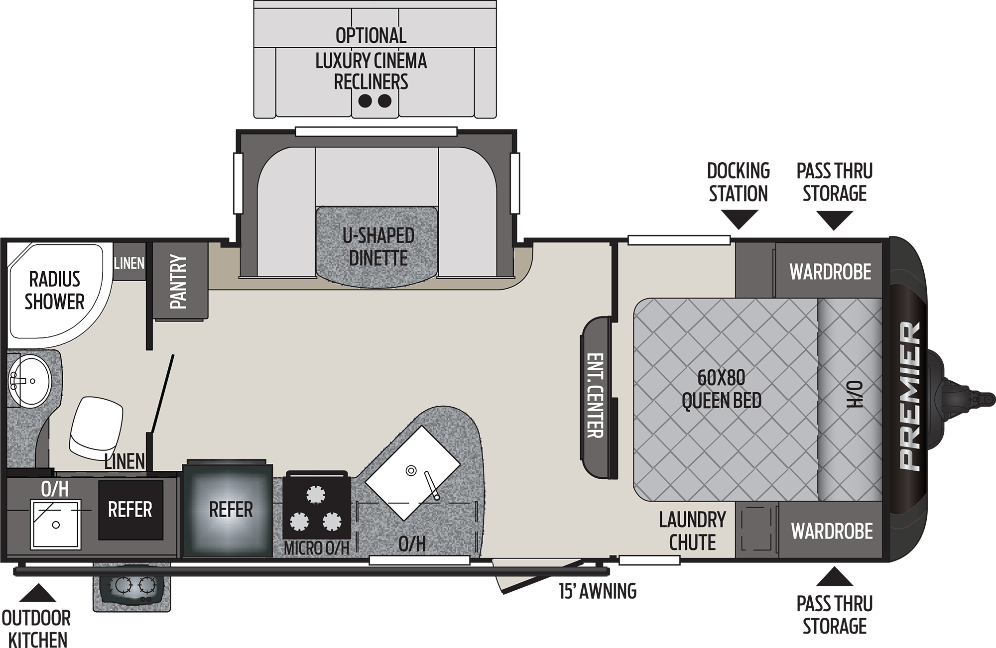 2020 KEYSTONE PREMIER 22RBPR (couples) Floorplan