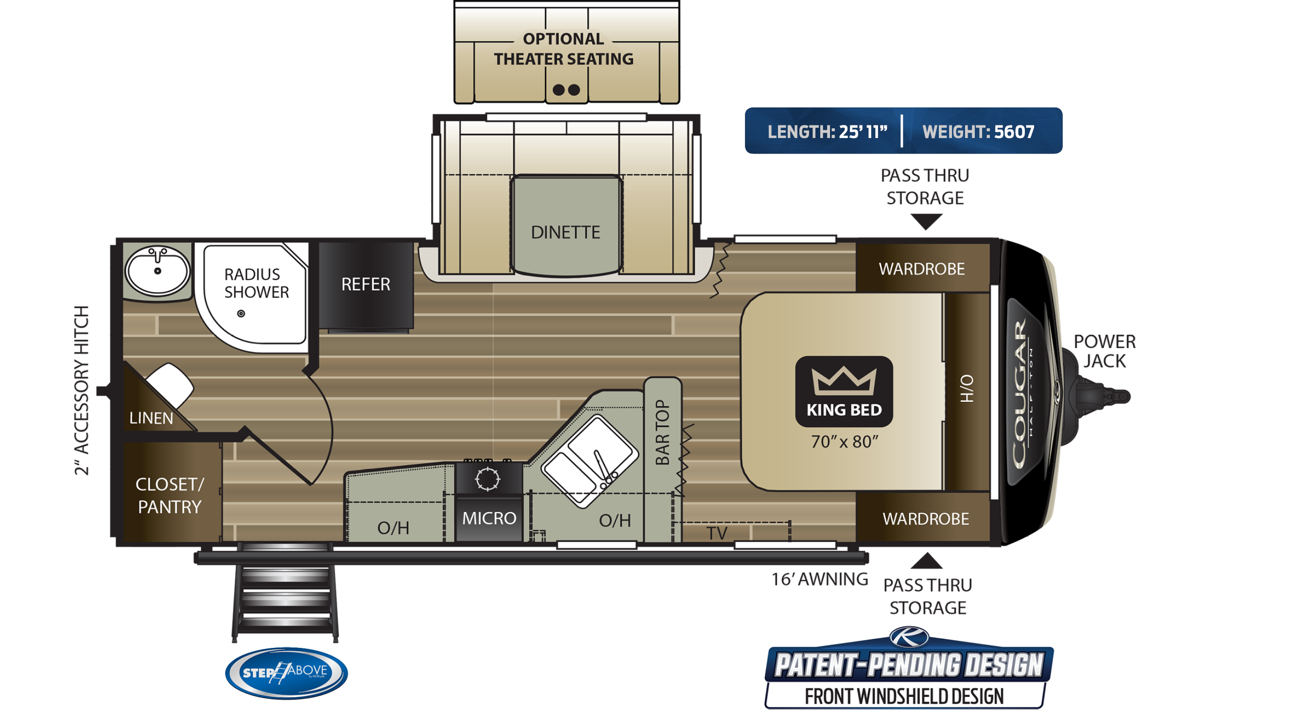 2020 KEYSTONE RV COUGAR HALF-TON 22RBS (couples) Floorplan
