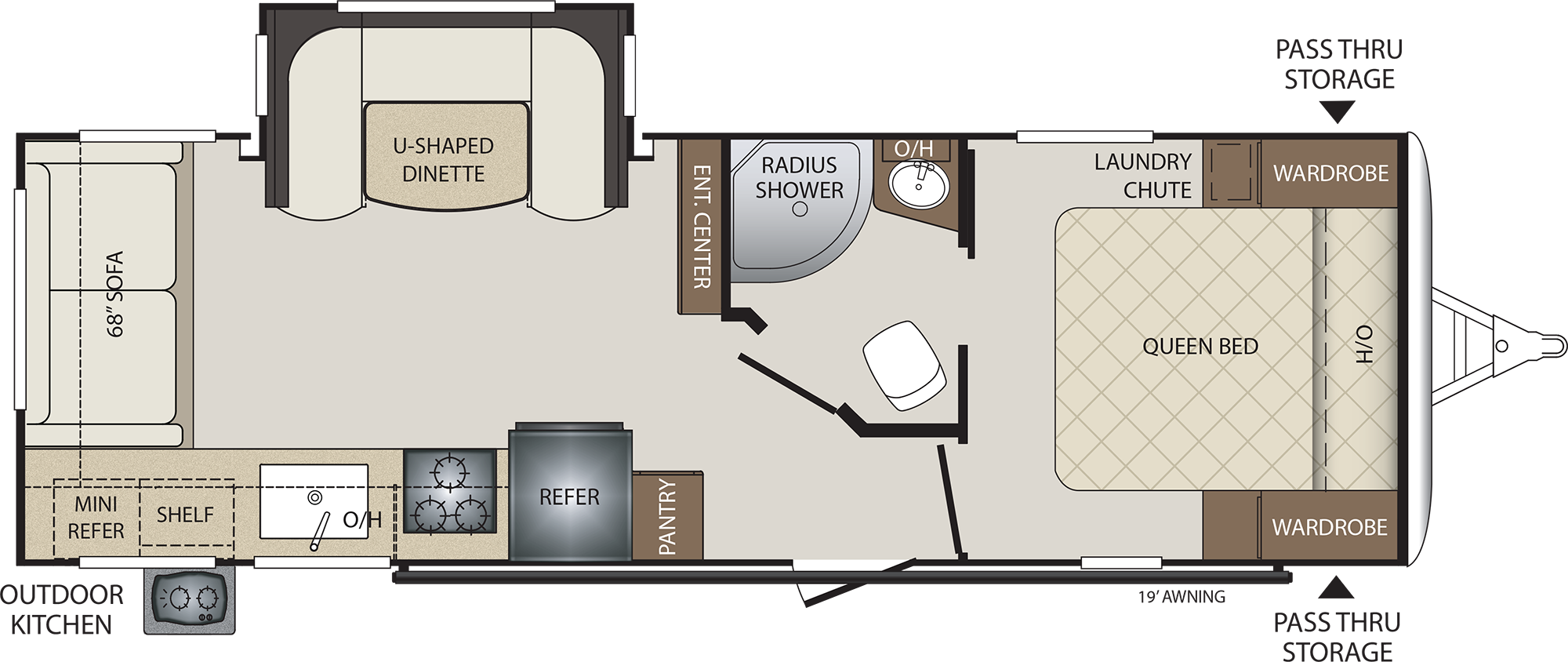 2019 KEYSTONE BULLET 257RSS (couples) Floorplan