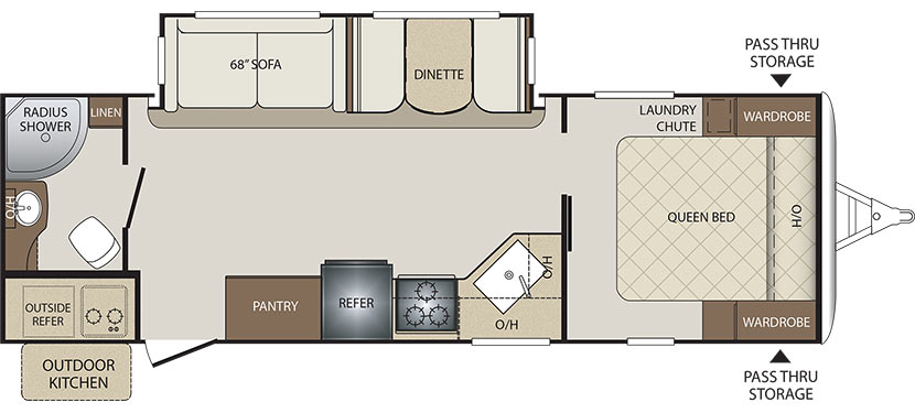 2019 KEYSTONE BULLET 261RBS (couples) Floorplan
