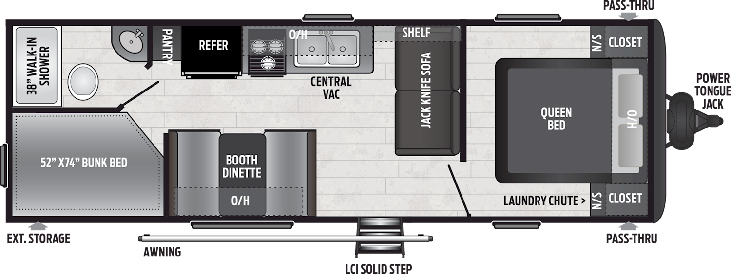 2020 KEYSTONE HIDEOUT 262LHS Floorplan