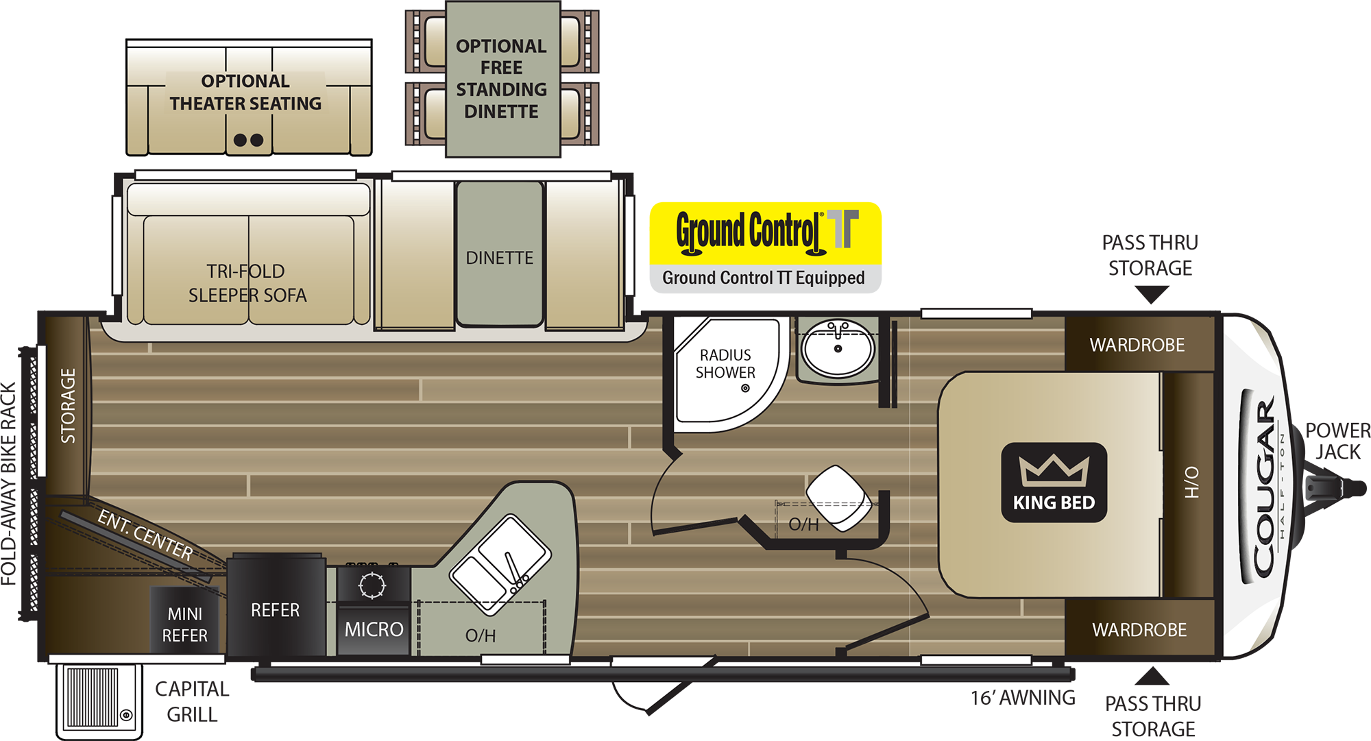 2018 KEYSTONE COUGAR HALF-TON 27RES (couples) Floorplan