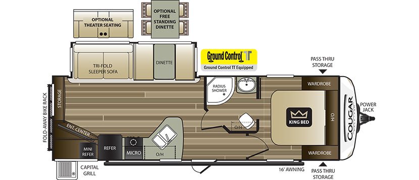 2018 KEYSTONE COUGAR HALF-TON 27RES (couples) Floorplan