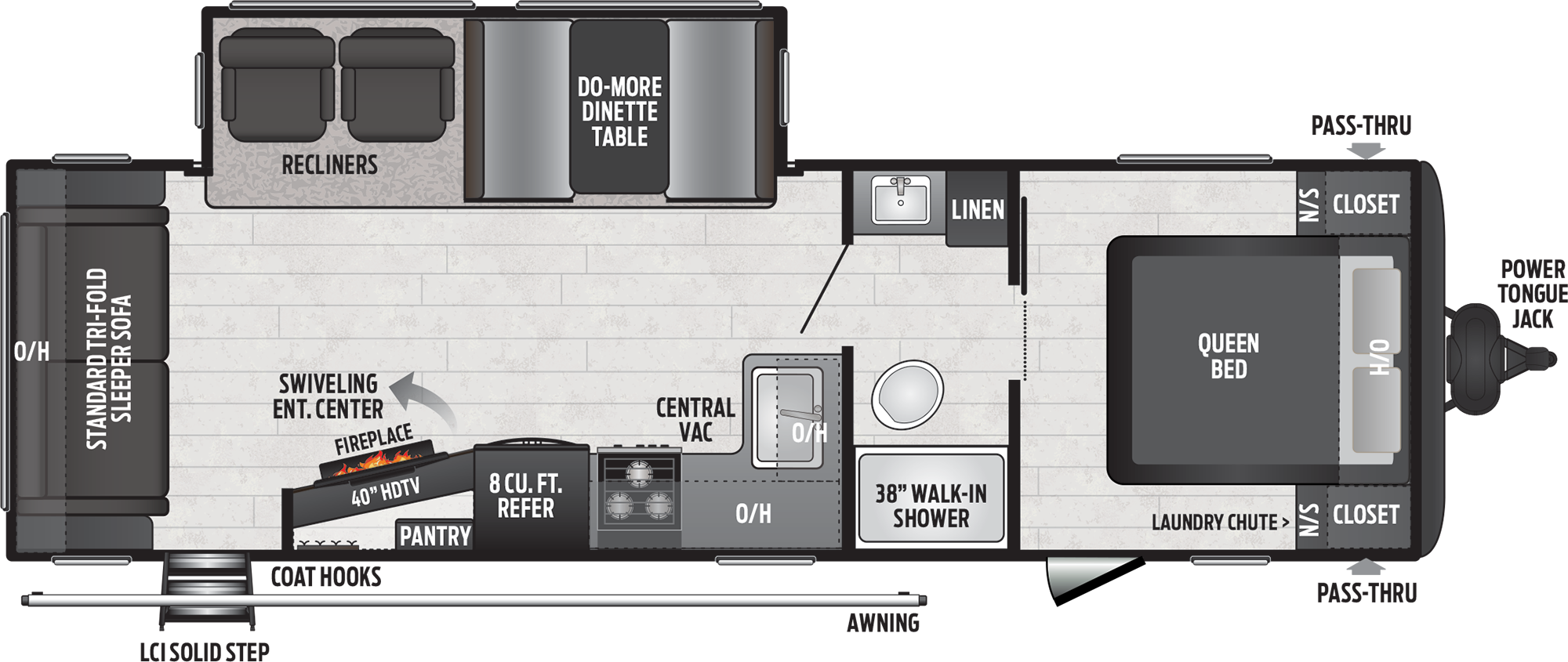 2020 KENT HIDEOUT 27RLS (couples) Floorplan
