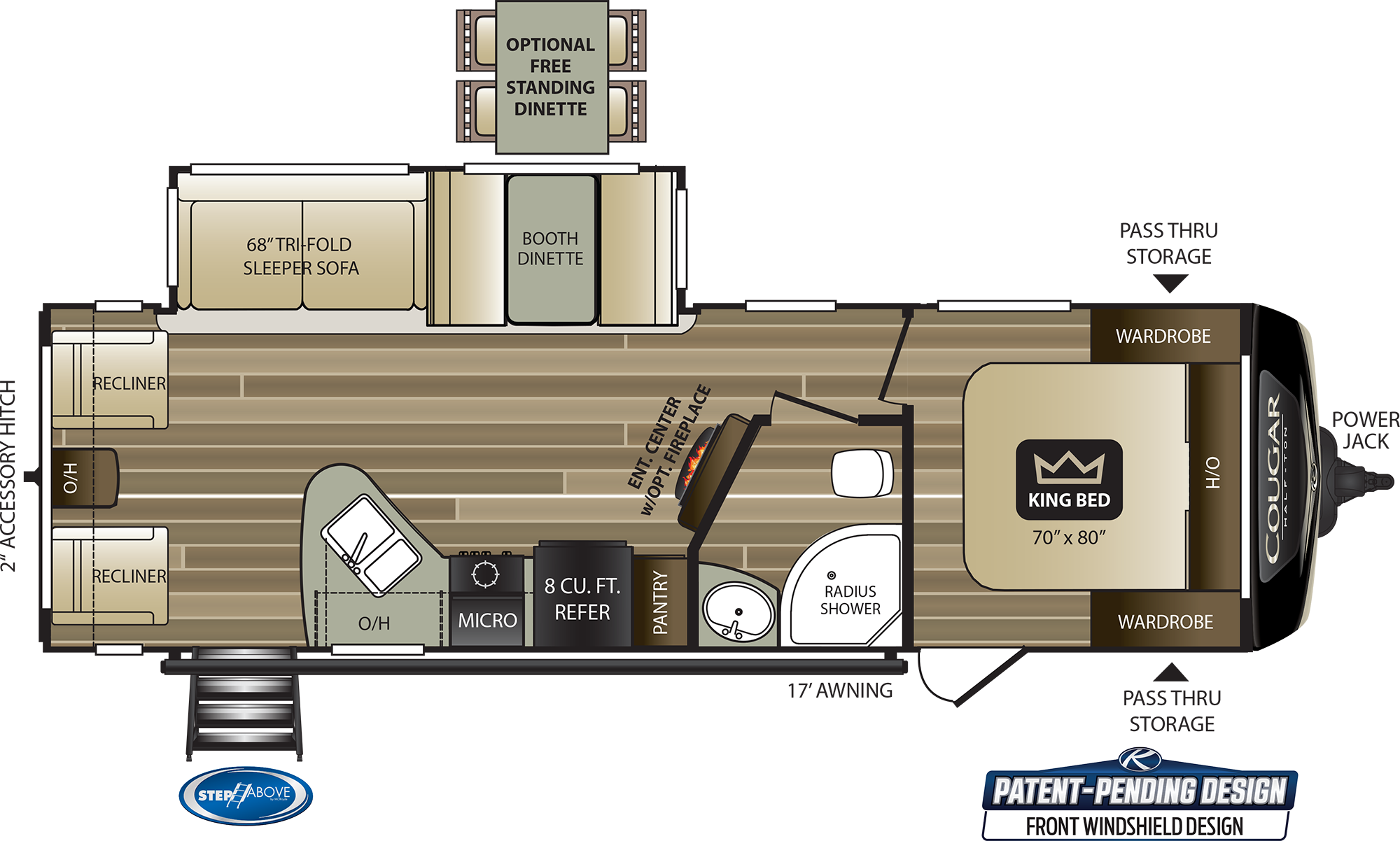 2020 KEYSTONE COUGAR HALF-TON 27SAB (couples) Floorplan