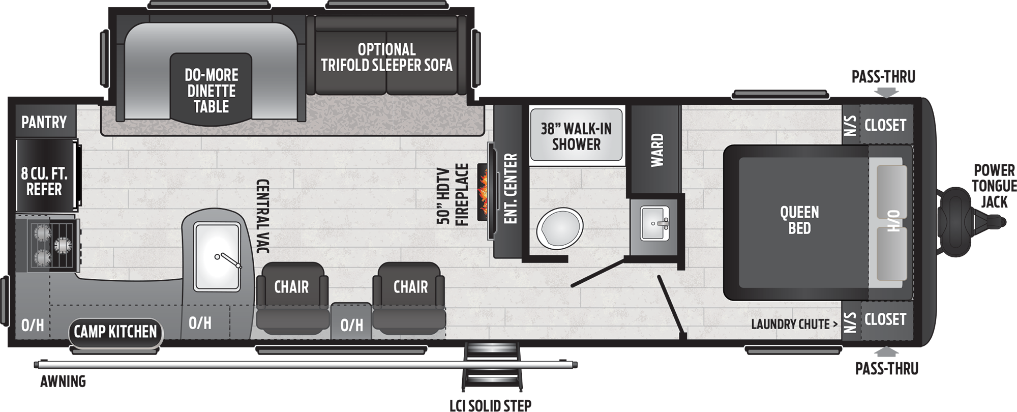 2020 KEYSTONE HIDEOUT 28RKS (couples) Floorplan