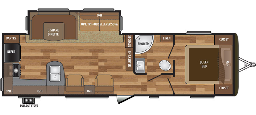 2019 KEYSTONE HIDEOUT 28RKS (couples) Floorplan