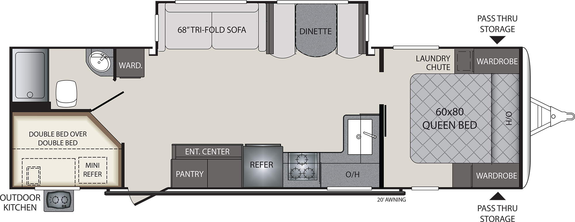 2019 KEYSTONE PREMIER 29BHPR (bunks) Floorplan