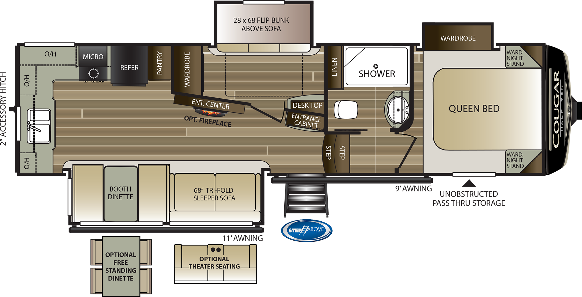 2020 KEYSTONE COUGAR HALF-TON 29MBS (bunks) Floorplan