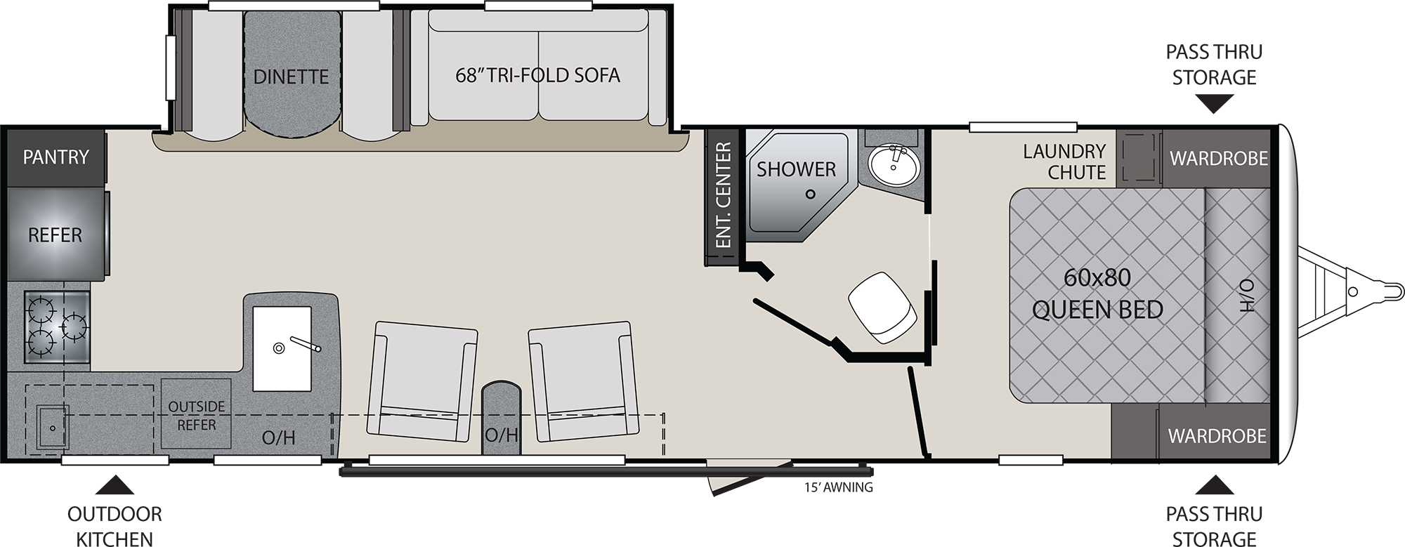 2019 KEYSTONE PREMIER 29RKPR (couples) Floorplan