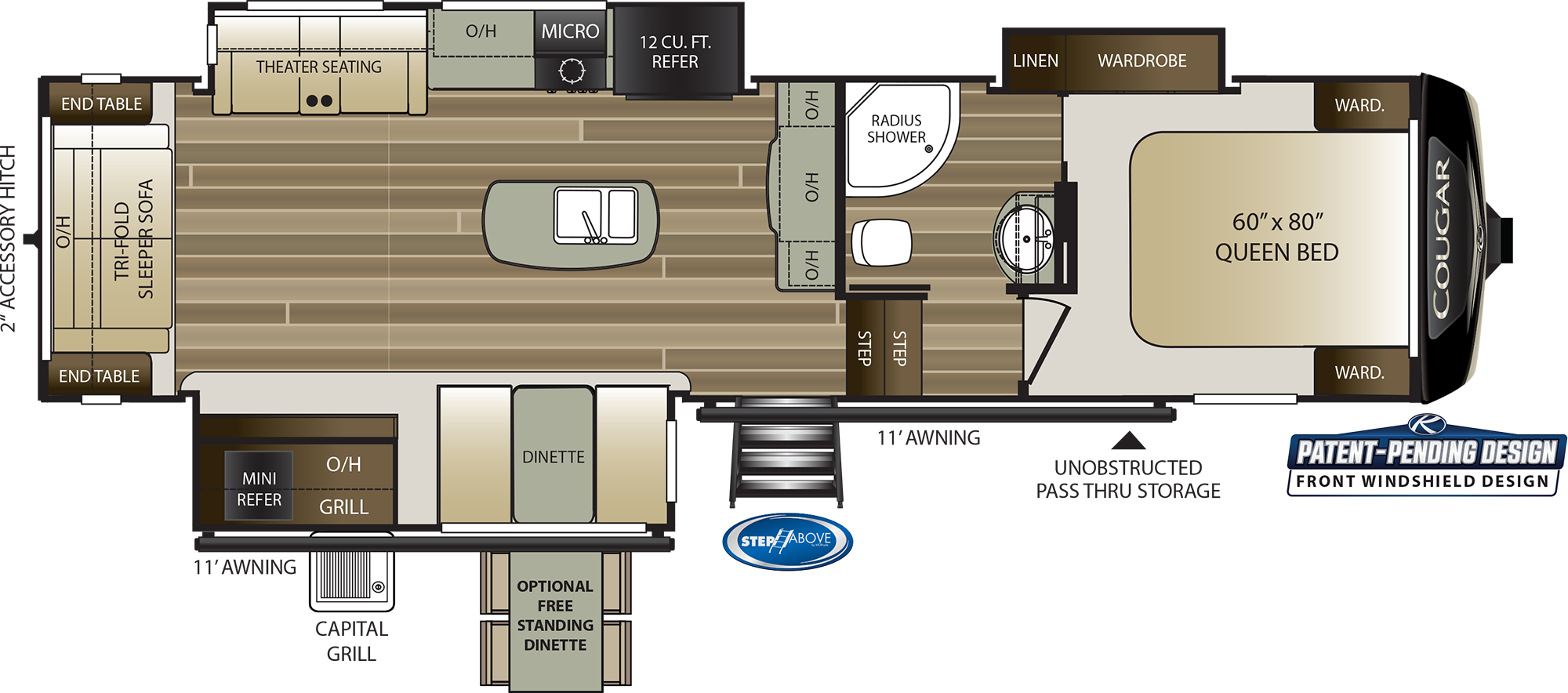 2020 KEYSTONE COUGAR 302RLS (couples) Floorplan