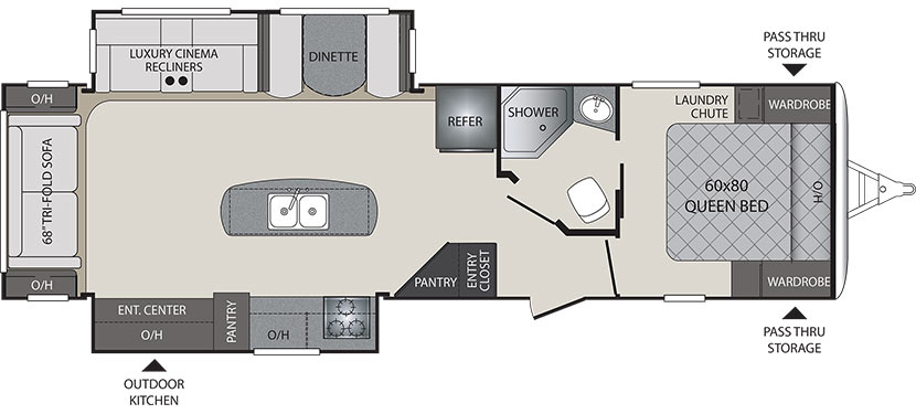 2019 KEYSTONE PREMIER 30RIPR (couples) Floorplan