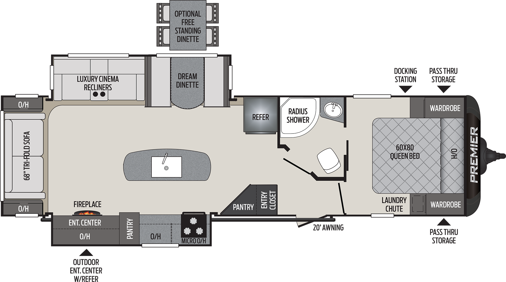 2020 KEYSTONE PREMIER 30RIPR (couples) Floorplan
