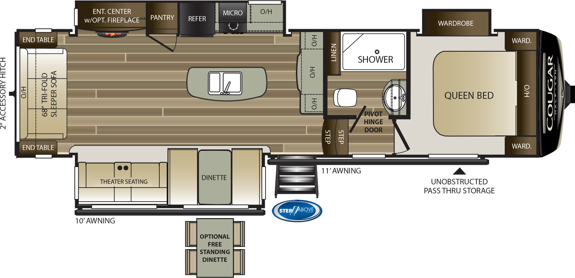 2019 KEYSTONE COUGAR HALF-TON 30RLS (couples) Floorplan
