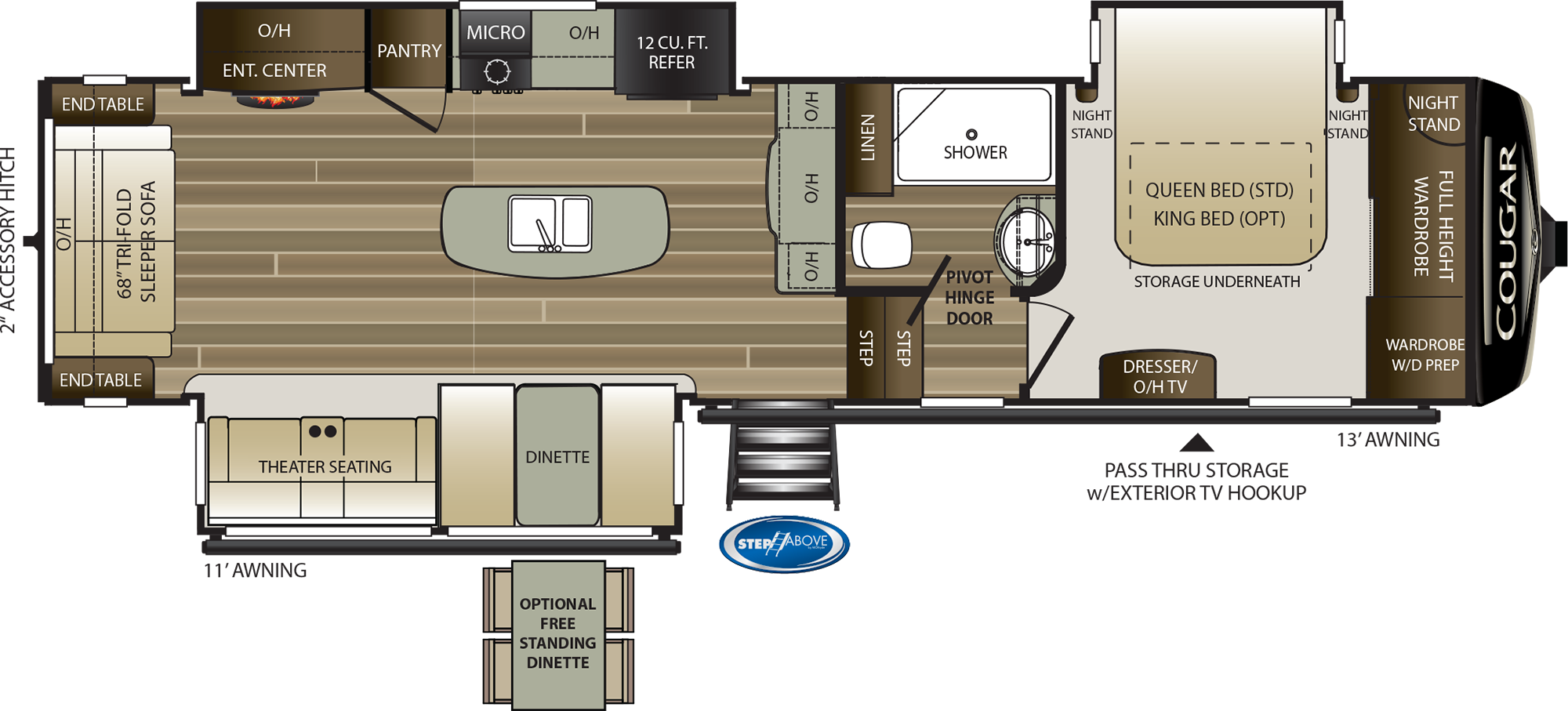 2019 KEYSTONE COUGAR 315RLS (couples) Floorplan