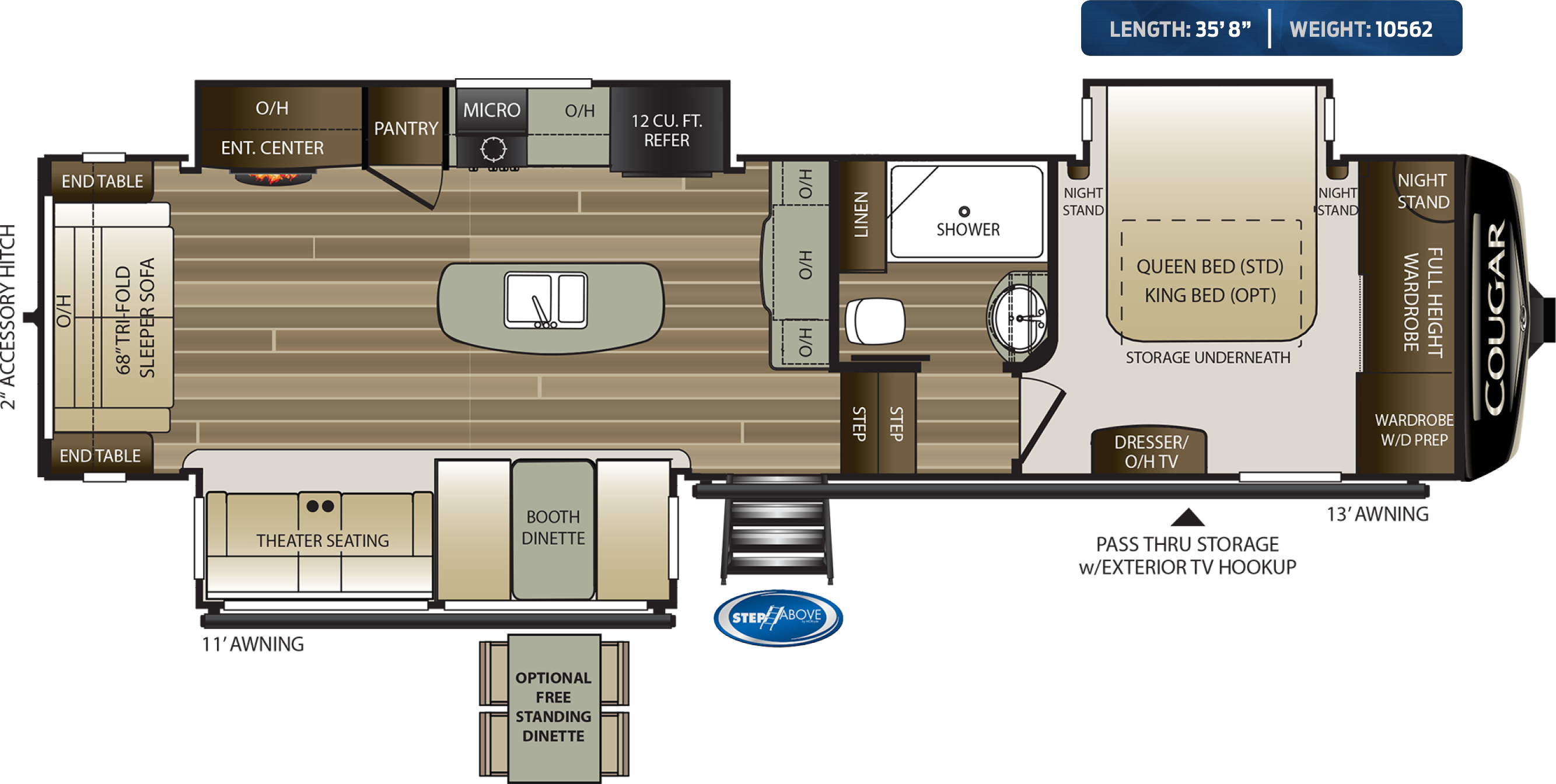 2020 KEYSTONE COUGAR 315RLS (couples) Floorplan