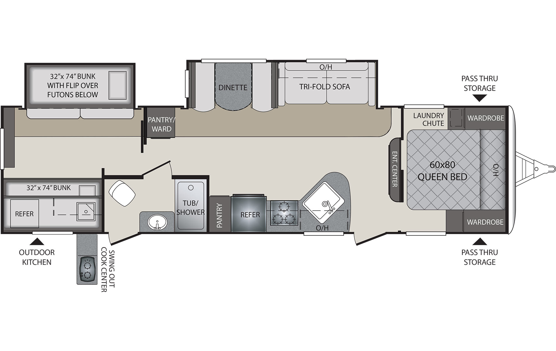 2016 KEYSTONE RV PREMIER 31BHPR (bunks) Floorplan