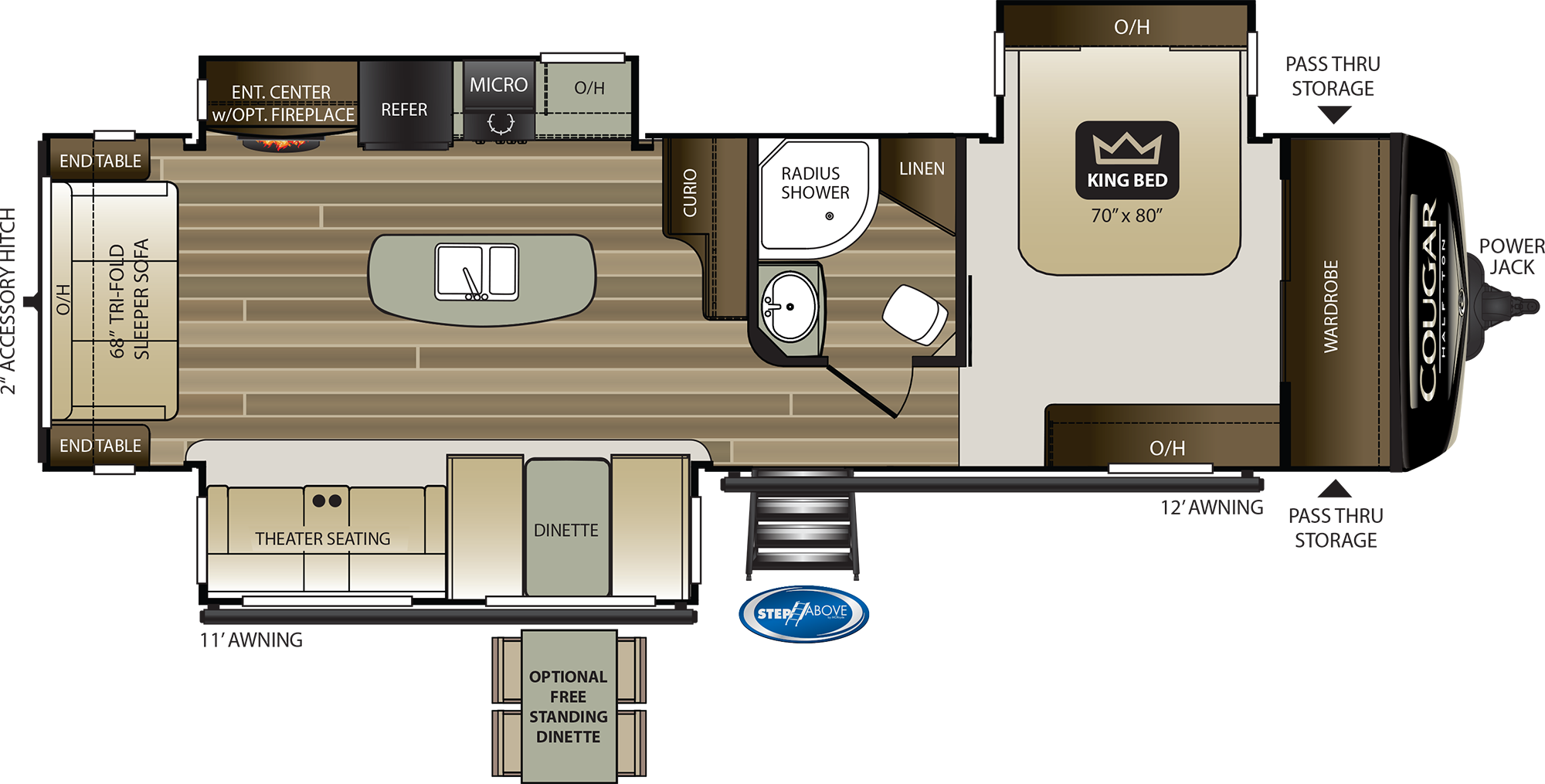 2020 KEYSTONE COUGAR HALF-TON 32RLI (couples) Floorplan