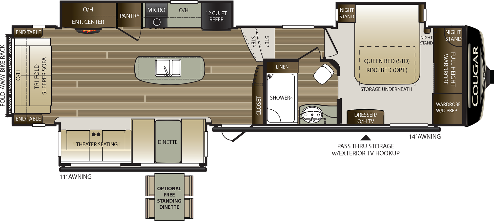 2019 KEYSTONE COUGAR 344MKS (couples) Floorplan