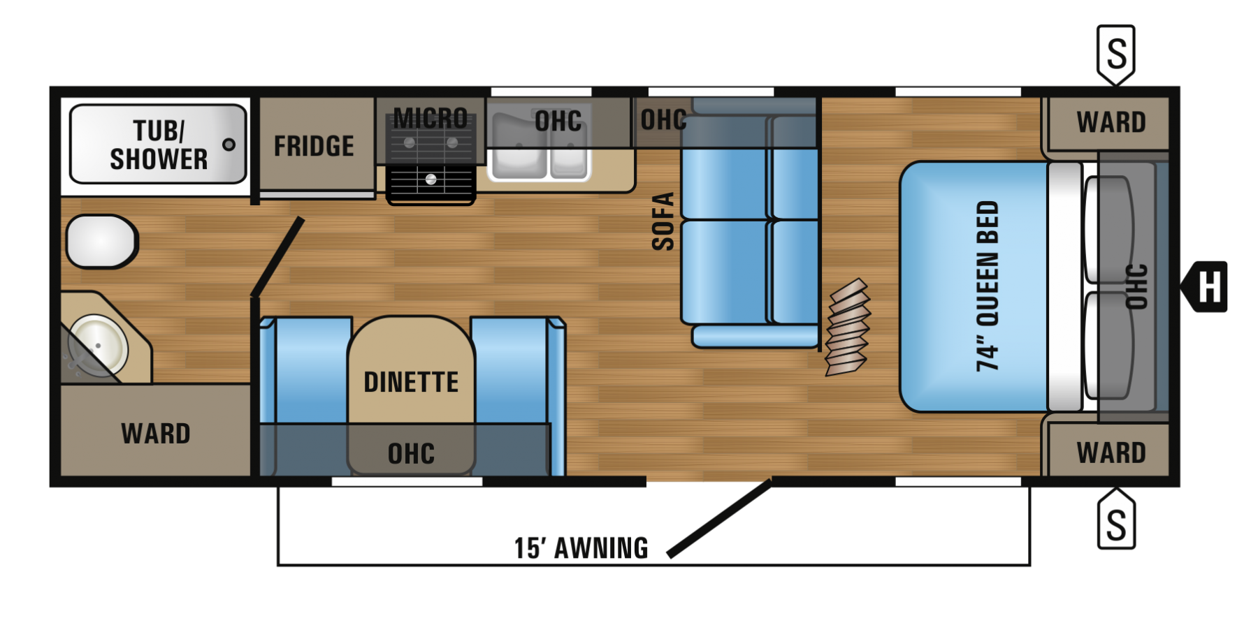 2017 JAYCO JAYFLIGHT 23FB (couples) Floorplan