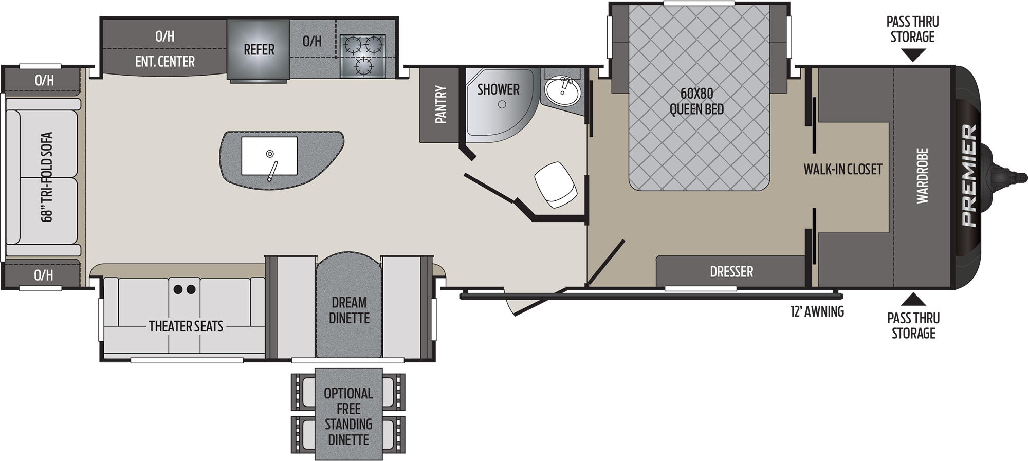 2020 KEYSTONE PREMIER 34RIPR (couples) Floorplan