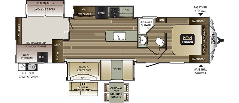 2019 KEYSTONE COUGAR HALF-TON 34TSB (bunks) Floorplan