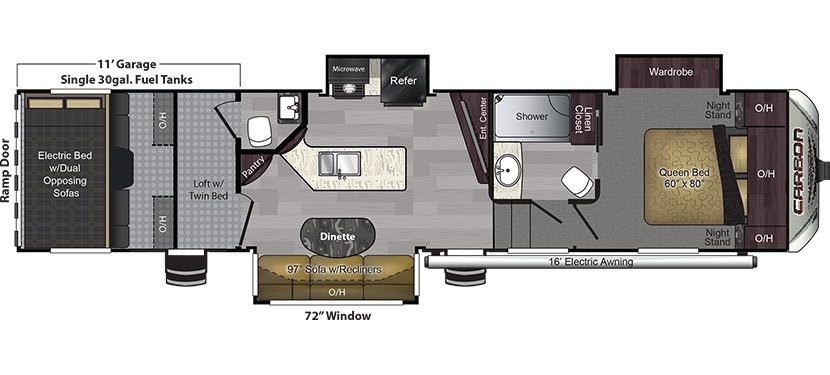2018 KEYSTONE CARBON 357 (bunks) Floorplan