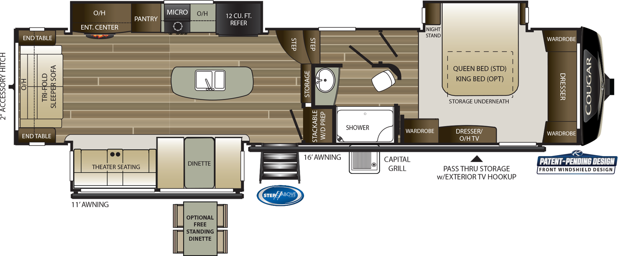 2019 KEYSTONE COUGAR 361RLS (couples) Floorplan