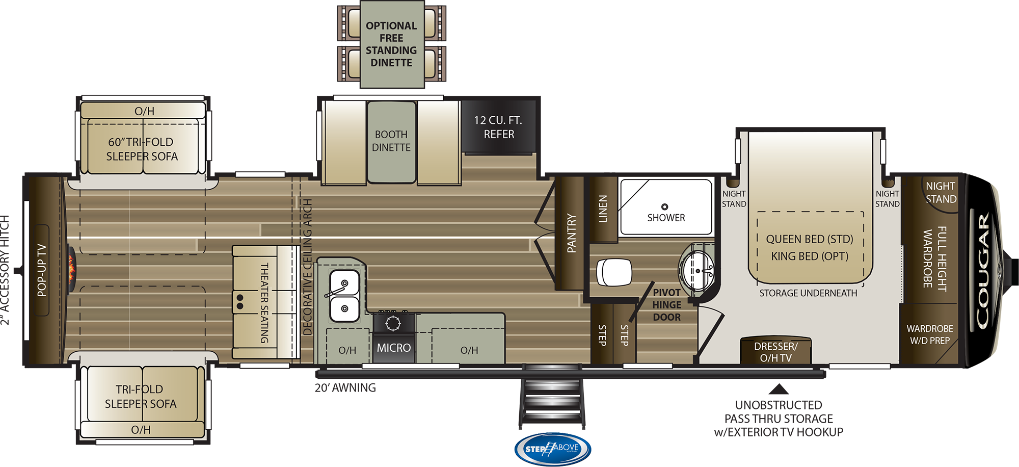 2019 KEYSTONE COUGAR 366RDS (couples) Floorplan