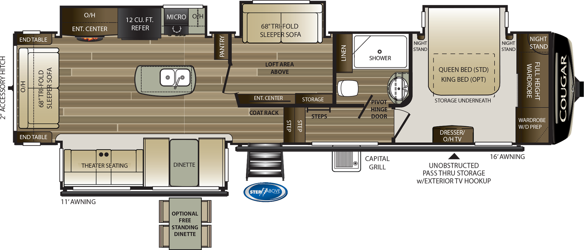 2019 KEYSTONE COUGAR 368MBI (bunks) Floorplan
