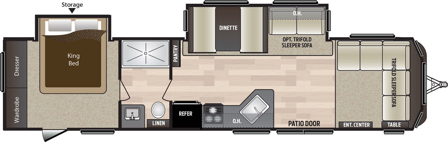 2019 KEYSTONE HIDEOUT 38FDDS (couples) Floorplan