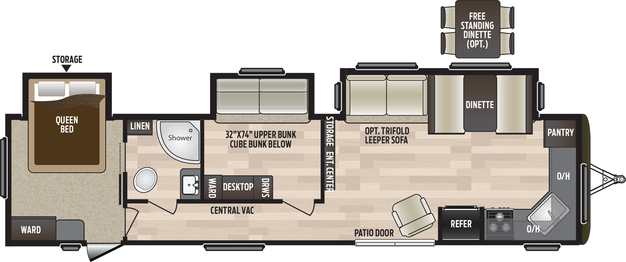 2020 KEYSTONE HIDEOUT 38FKTS (bunks) Floorplan