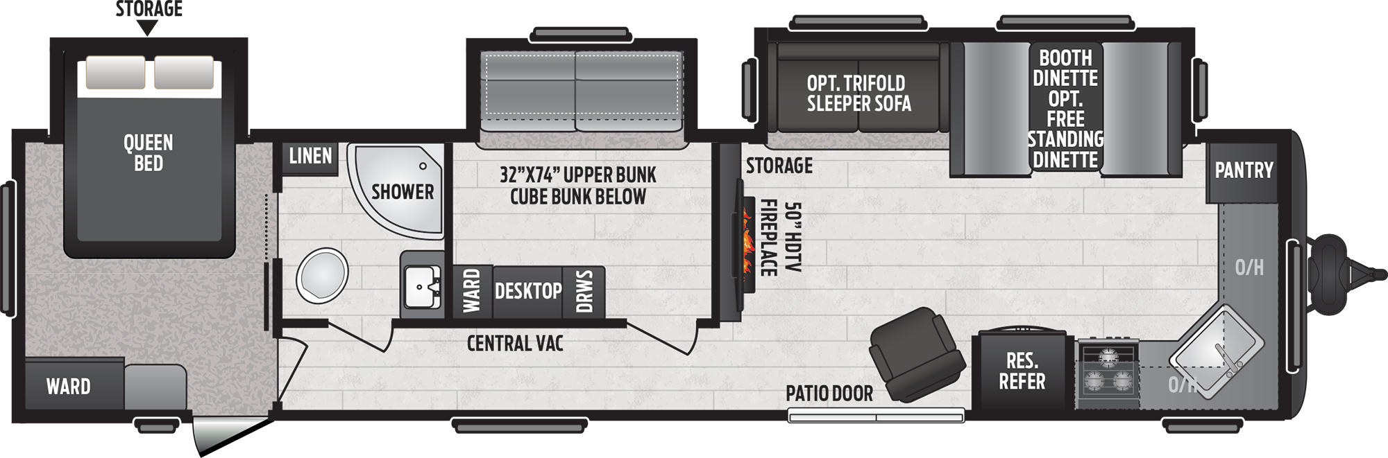 2020 KEYSTONE HIDEOUT 38FKTS (bunks) Floorplan
