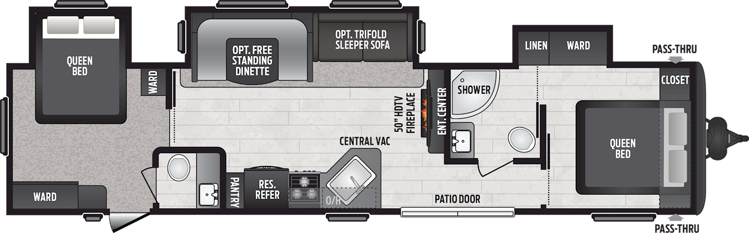 2020 KEYSTONE HIDEOUT 38FQTS (bunks) Floorplan