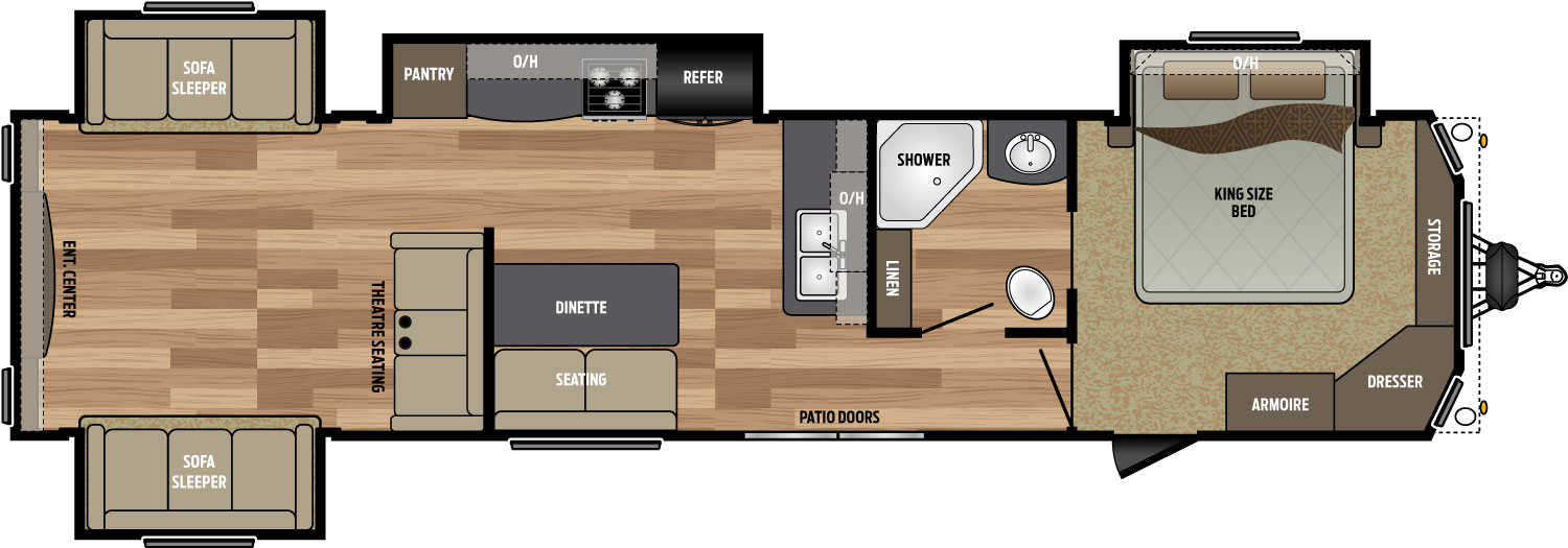 2019 KEYSTONE RETREAT 39RDEN (couples) Floorplan