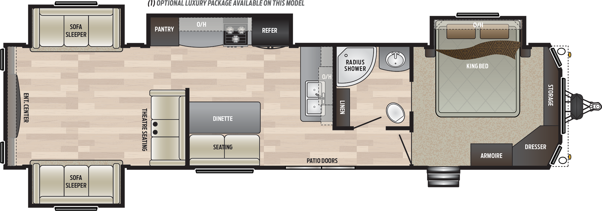 2019 KEYSTONE RETREAT 39RDEN (couples) Floorplan