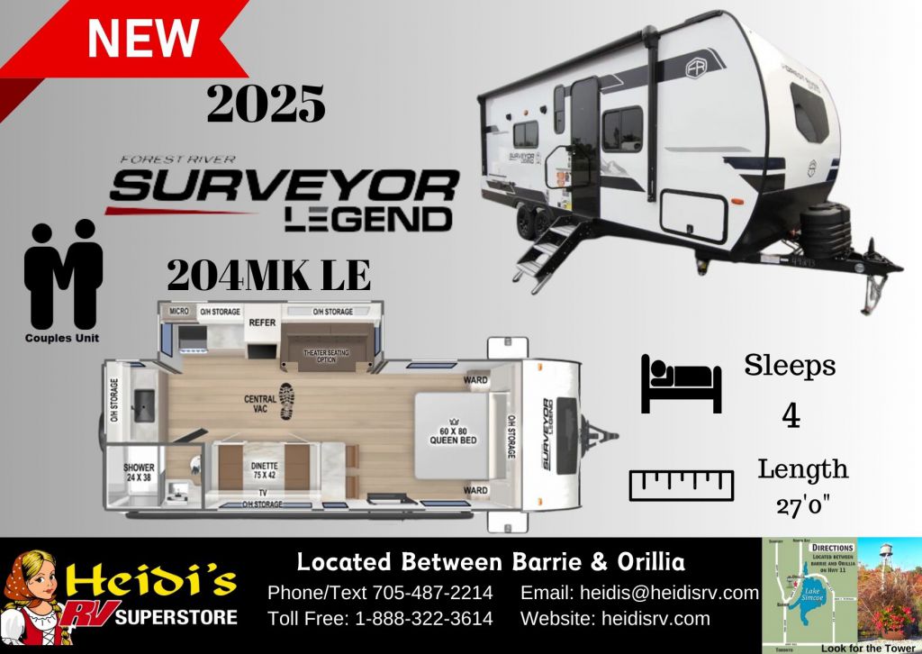 2025 FOREST RIVER SURVEYOR LEGEND 204MKLE (REAR KITCHEN, OUT. KIT.*)