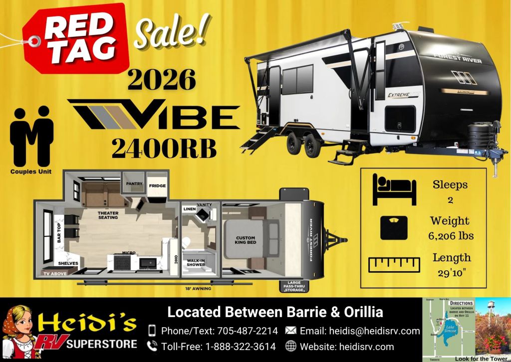 2026 FOREST RIVER VIBE 2400RB (REAR BAR COUNTER, OUT. FRIDGE*)
