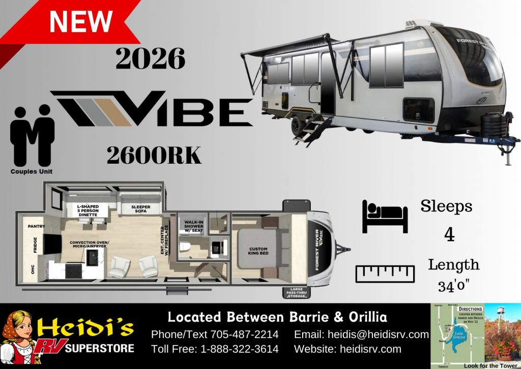 2026 FOREST RIVER VIBE 2600RK (REAR KITCHEN, OUT. FRIDGE*)